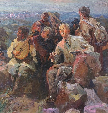 «М. Лисенко слухає кобзаря», 1958