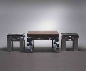 Журнальный столик и табуретки,  2010, серия «Этно»
