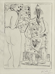  — «Модель та сюрреалістична скульптура» із серії «Сюїта Воллара», 1933 