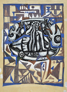 Эскиз к монументальной работе «Девушка с птицами», 1970-е