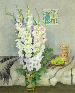 — «Натюрморт з гладіолусами та косівською керамікою», 1974
