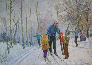  — "Школярі на лижній прогулянці", 1974