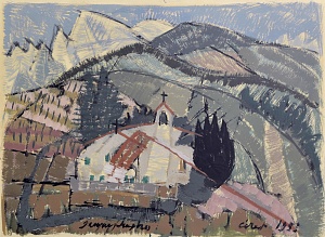 «Пейзаж із церквою», 1953