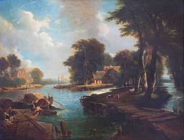 «Річковий пейзаж з рибалками», 1860