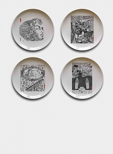 Тарелки (4 шт.), cерия иллюстраций к Г. Маркесу "Сто лет одиночества"