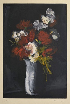 «Ваза з квітами на темному тлі», 1956-1958