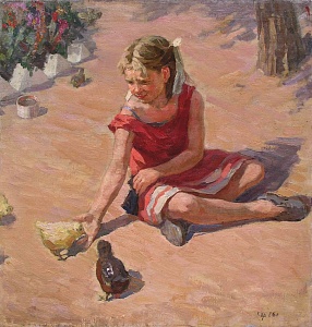  — "Дівчина з курчатами", 1956